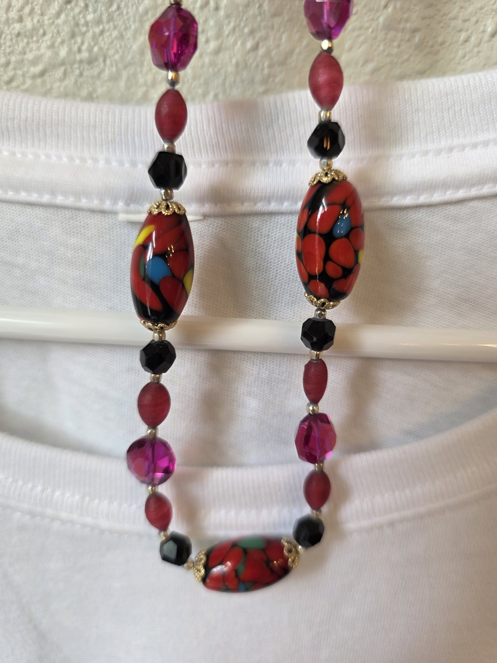 Colorful Red Glass Bead Necklace - Women Jewelry #8
